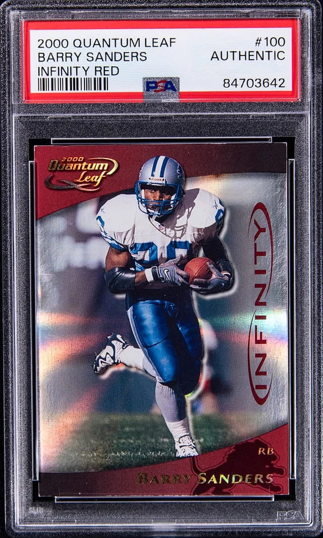 2000 Quantum Leaf Infinity Red Barry Sanders #100 card image