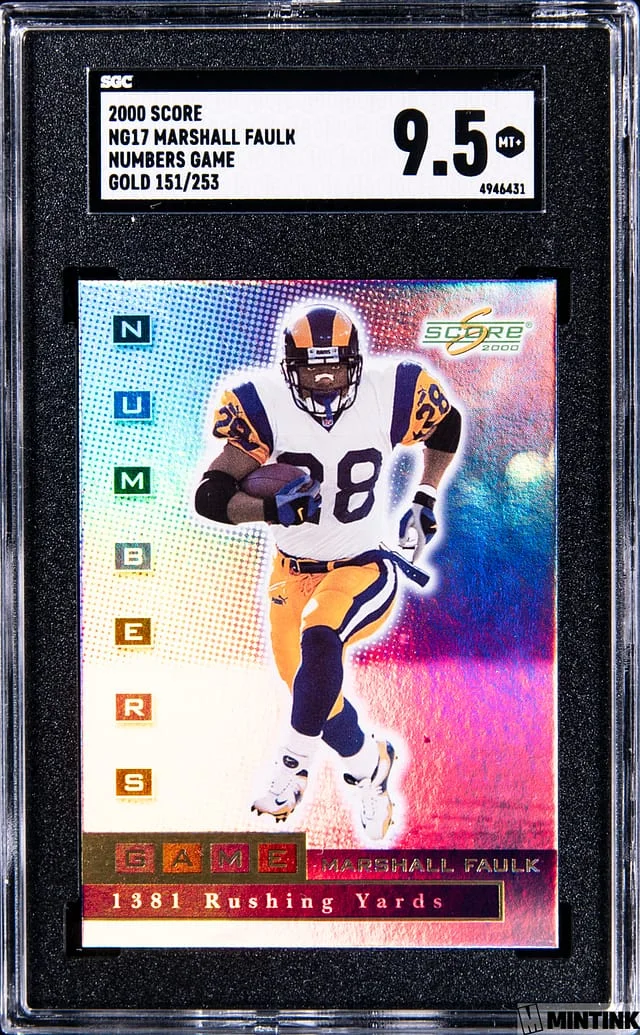 2000 Score Marshall Faulk Numbers Game Gold #NG17 card image