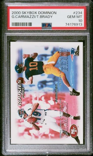 2000 SkyBox Dominion Giovanni Carmazzi/Tom Brady #234 card image