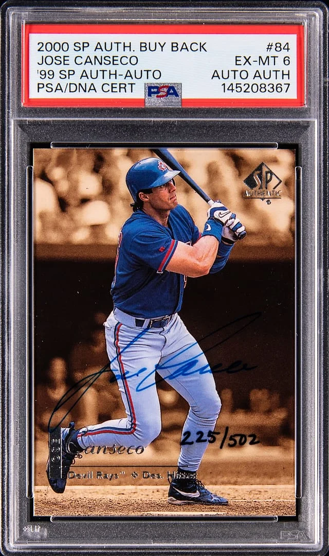 2000 SP Authentic Jose Canseco Buy Back '00 SP Authentic Autographs #84 card image