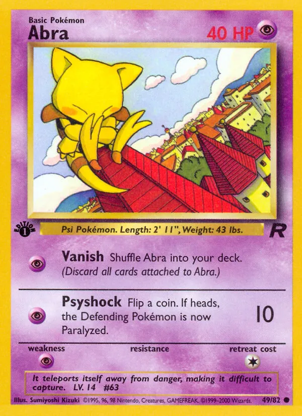 2000 Team Rocket Abra Common #49/82 Common card image
