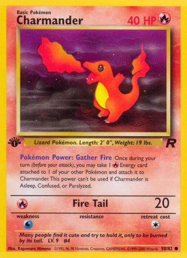 2000 Team Rocket Charmander Common #50/82 Common card image