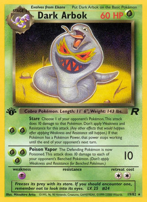 2000 Team Rocket Dark Arbok #19/82 Rare card image