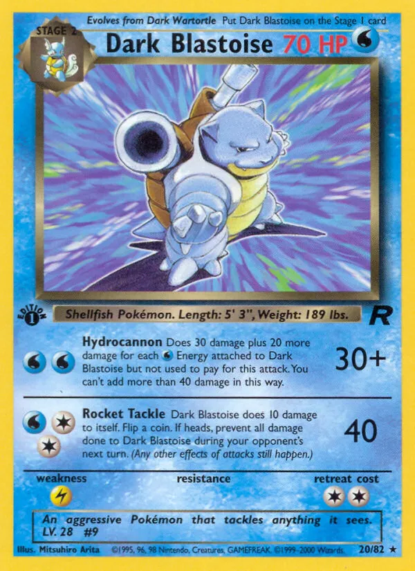 2000 Team Rocket Dark Blastoise #20/82 Rare card image