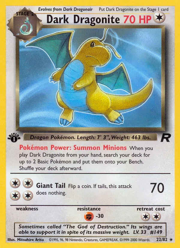 2000 Team Rocket Dark Dragonite #22/82 Rare card image