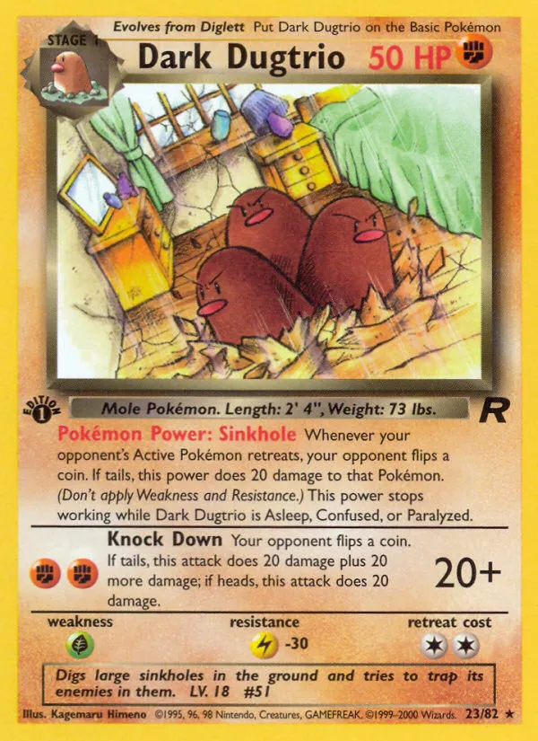 2000 Team Rocket Dark Dugtrio #23/82 Rare card image