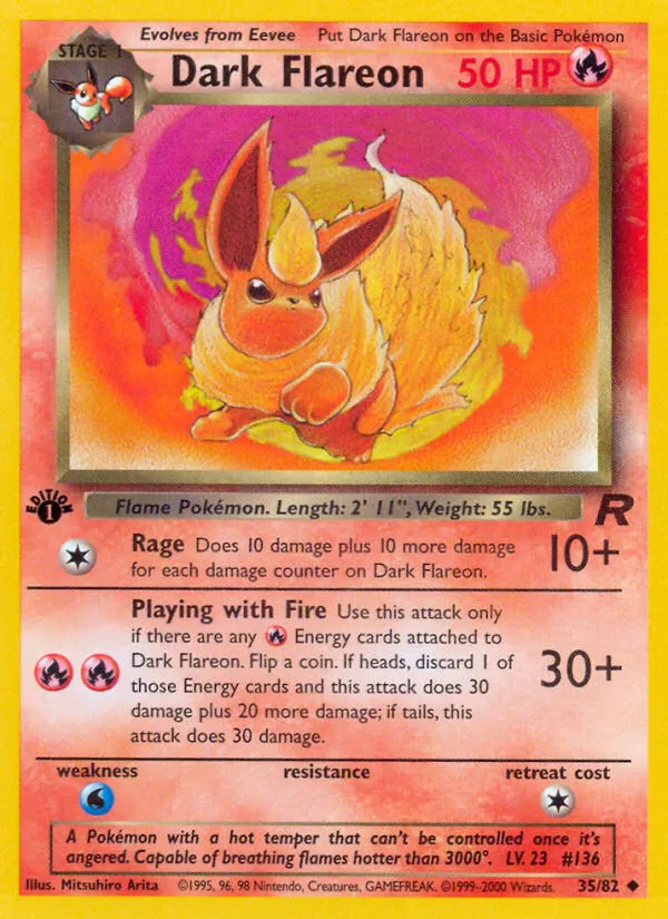 2000 Team Rocket Dark Flareon Uncommon #35/82 Uncommon card image
