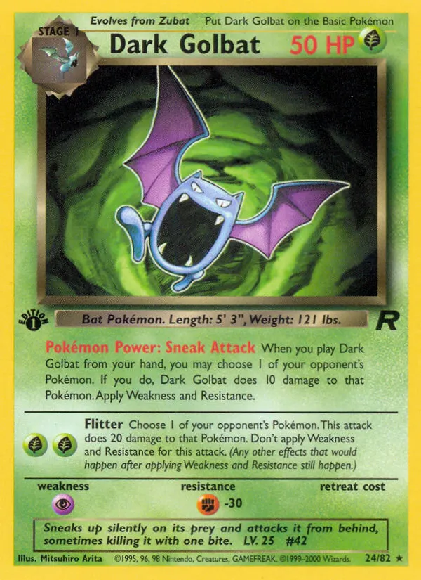 2000 Team Rocket Dark Golbat #24/82 Rare card image