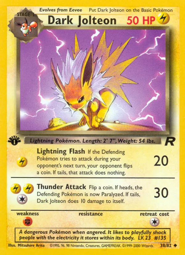 2000 Team Rocket Dark Jolteon Uncommon #38/82 Uncommon card image