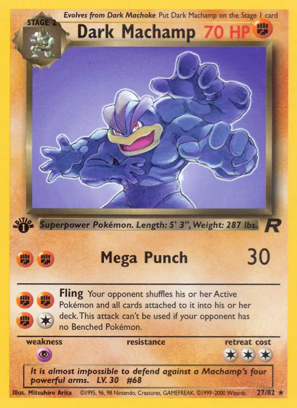 2000 Team Rocket Dark Machamp #27/82 Rare card image