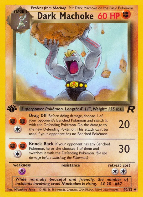 2000 Team Rocket Dark Machoke Uncommon #40/82 Uncommon card image