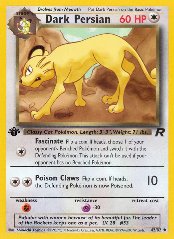 2000 Team Rocket Dark Persian Uncommon #42/82 Uncommon card image