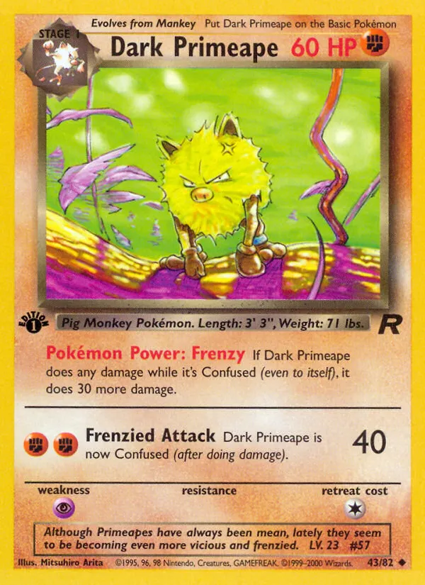2000 Team Rocket Dark Primeape Uncommon #43/82 Uncommon card image