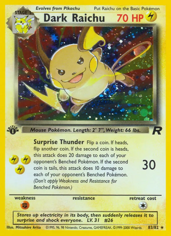 2000 Team Rocket Dark Raichu #83/82 Rare Secret card image