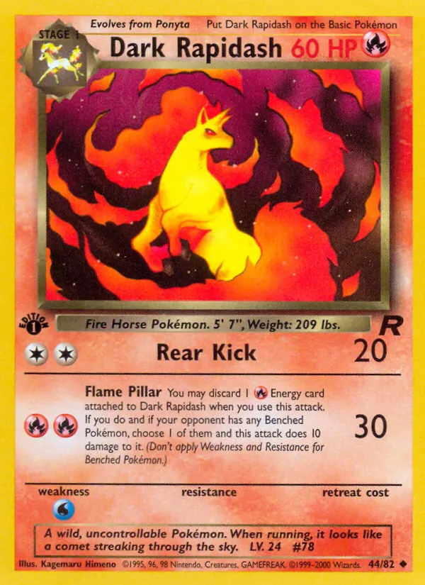 2000 Team Rocket Dark Rapidash Uncommon #44/82 Uncommon card image