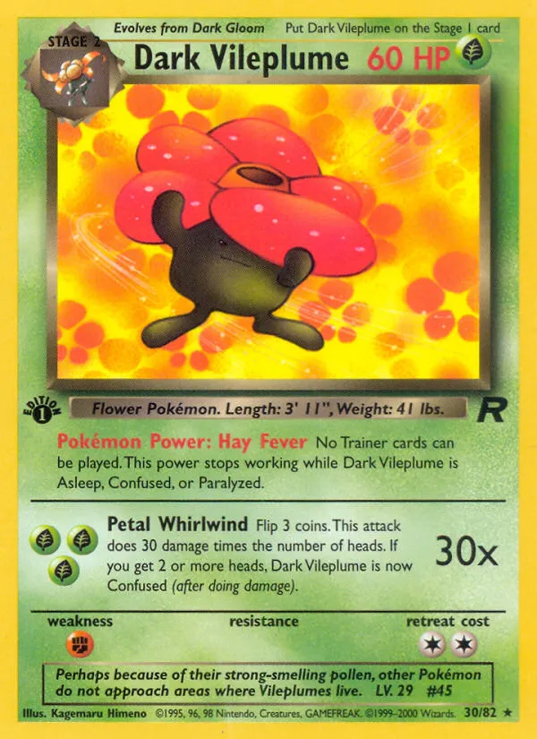 2000 Team Rocket Dark Vileplume #30/82 Rare card image