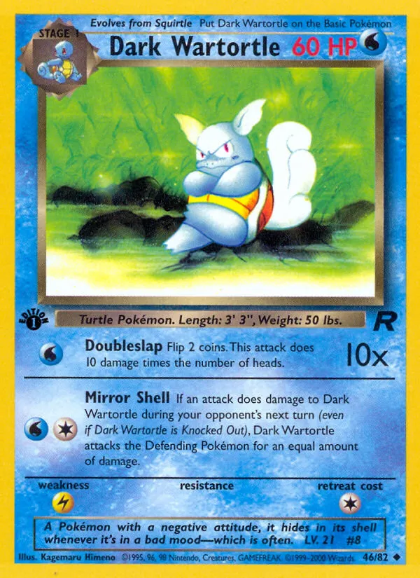 2000 Team Rocket Dark Wartortle Uncommon #46/82 Uncommon card image