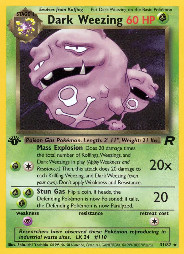 2000 Team Rocket Dark Weezing #31/82 Rare card image