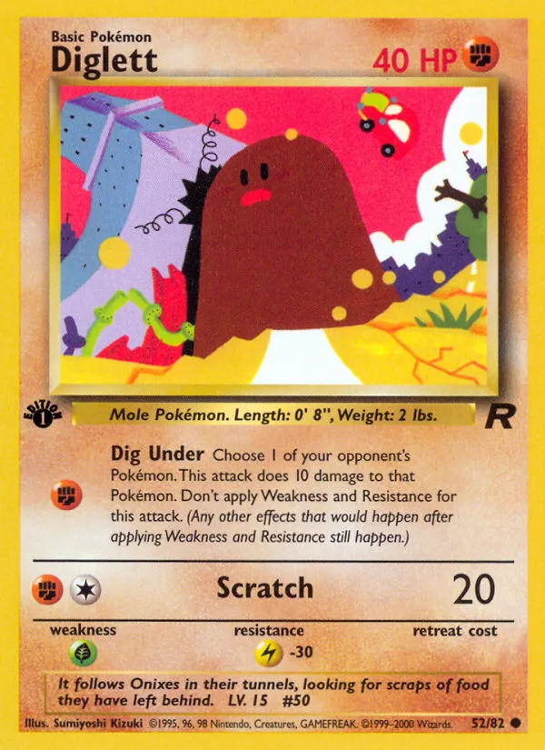 2000 Team Rocket Diglett Common #52/82 Common card image