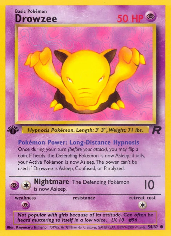 2000 Team Rocket Drowzee Common #54/82 Common card image