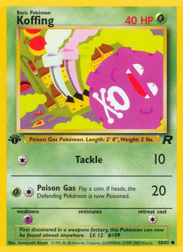 2000 Team Rocket Koffing Common #58/82 Common card image