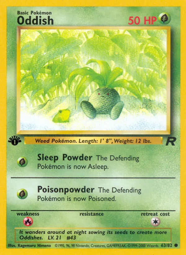 2000 Team Rocket Oddish Common #63/82 Common card image