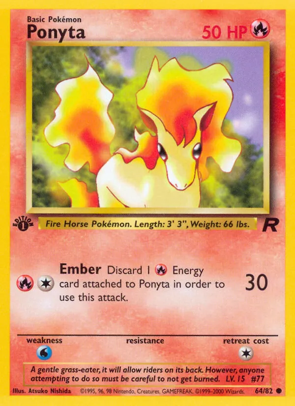 2000 Team Rocket Ponyta Common #64/82 Common card image