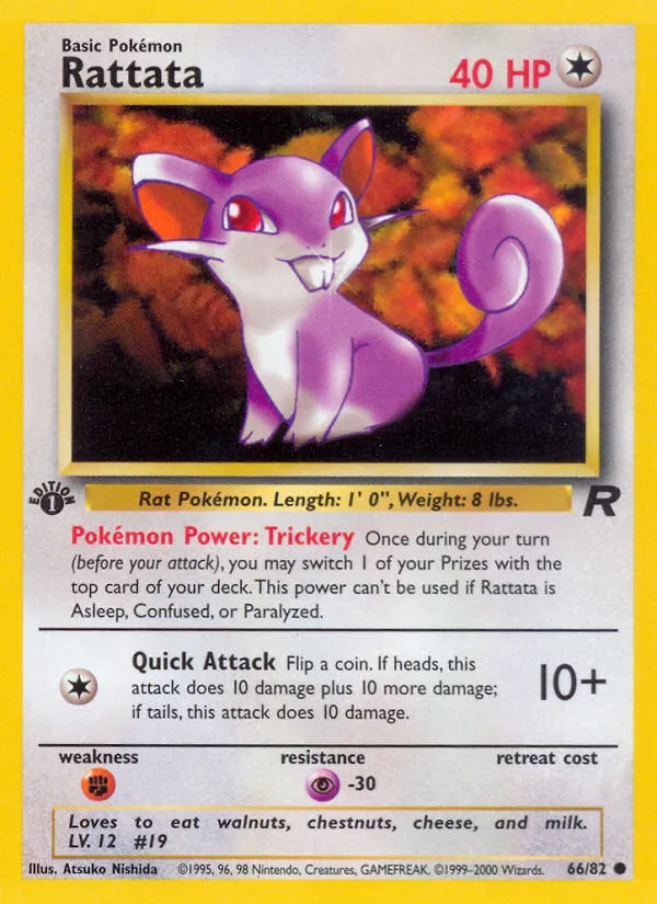 2000 Team Rocket Rattata Common #66/82 Common card image