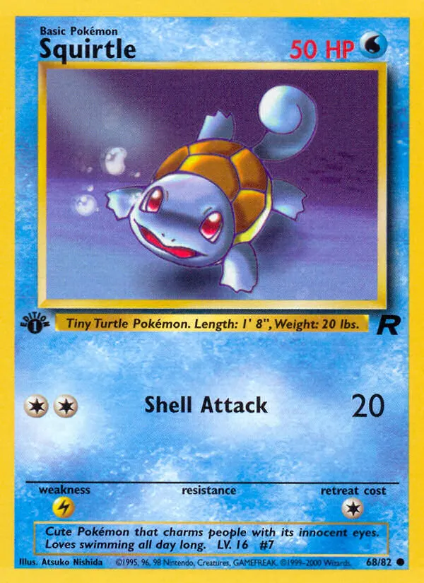 2000 Team Rocket Squirtle Common #68/82 Common card image