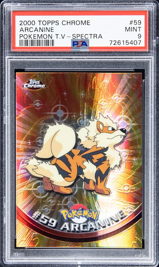 2000 Topps Chrome Arcanine Pokemon TV Sparkle #59 card image