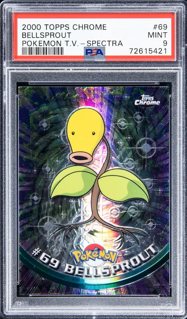 2000 Topps Chrome Bellsprout Pokemon T.V. Sparkle #69 card image