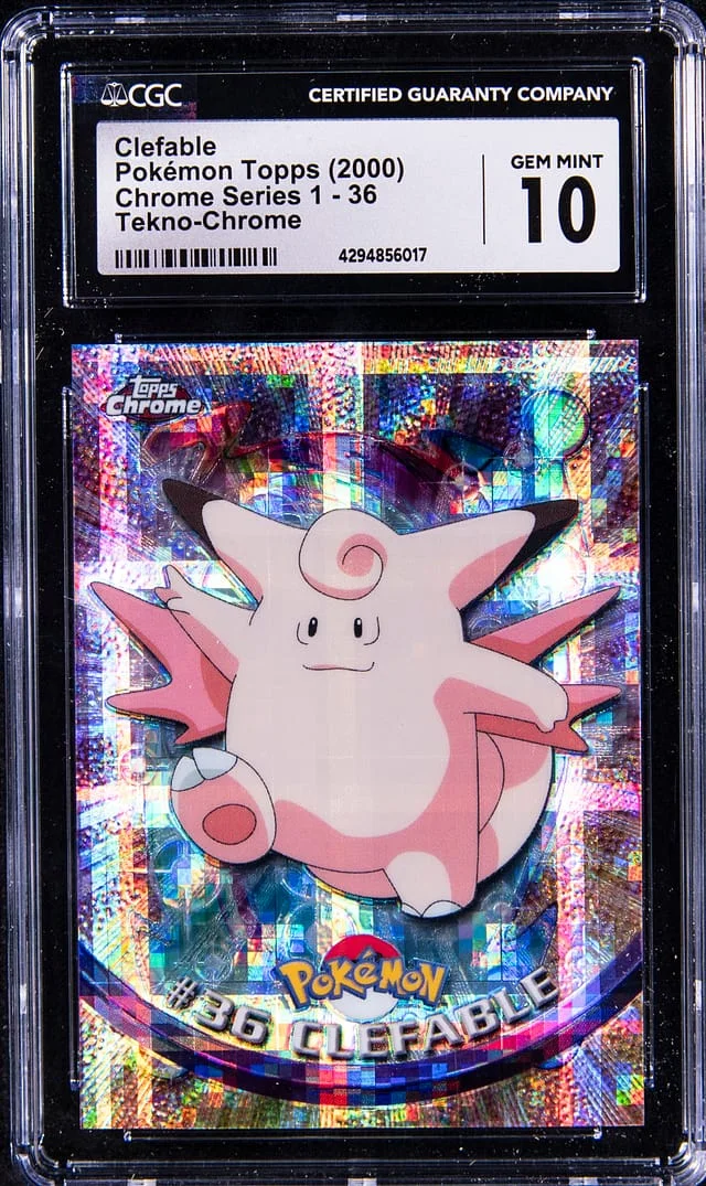 2000 Topps Chrome Clefable Pokemon T.V. Sparkle #36 card image