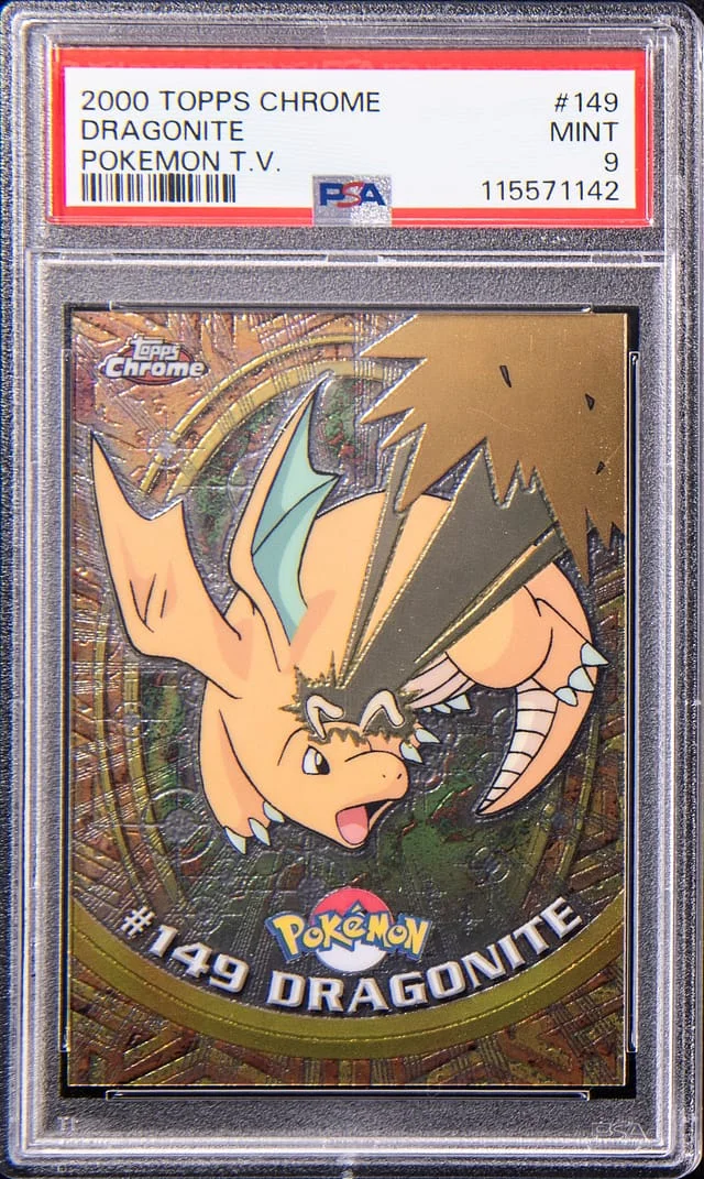 2000 Topps Chrome Dragonite Pokemon TV #149 card image