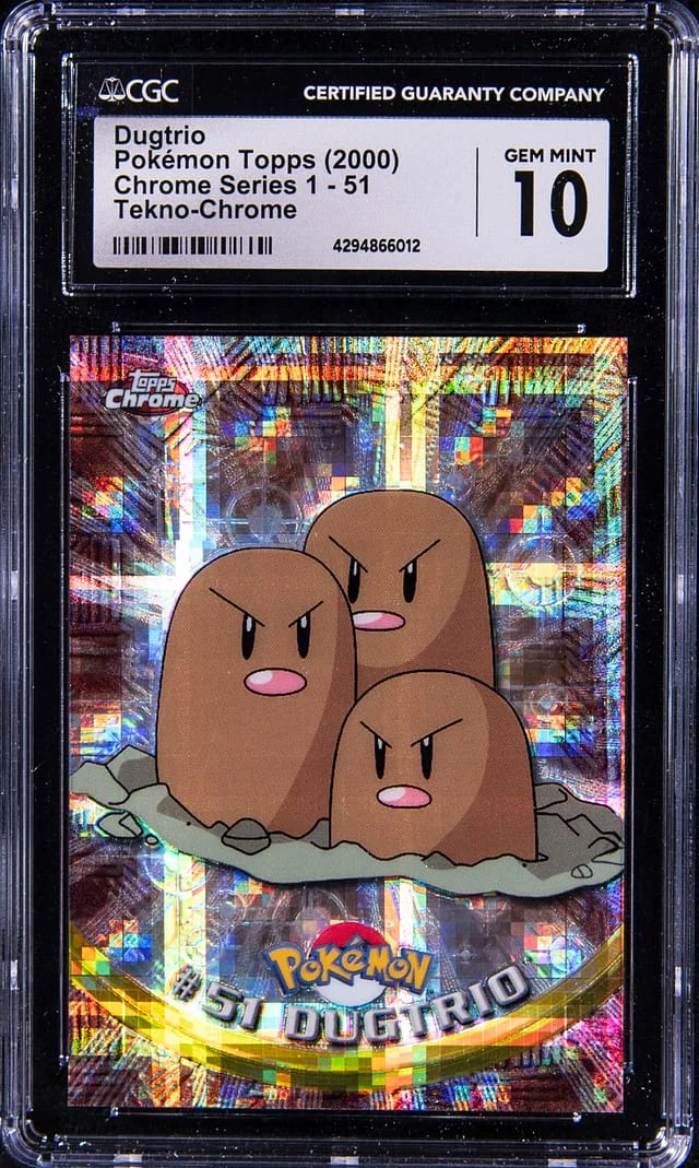 2000 Topps Chrome Dugtrio Pokemon Series 1 Tekno-Chrome #51 card image