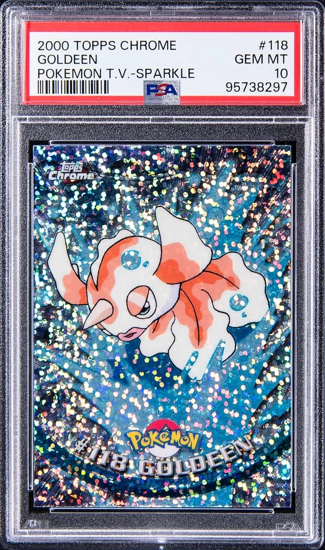 2000 Topps Chrome Goldeen Pokemon T.V. Sparkle #118 card image