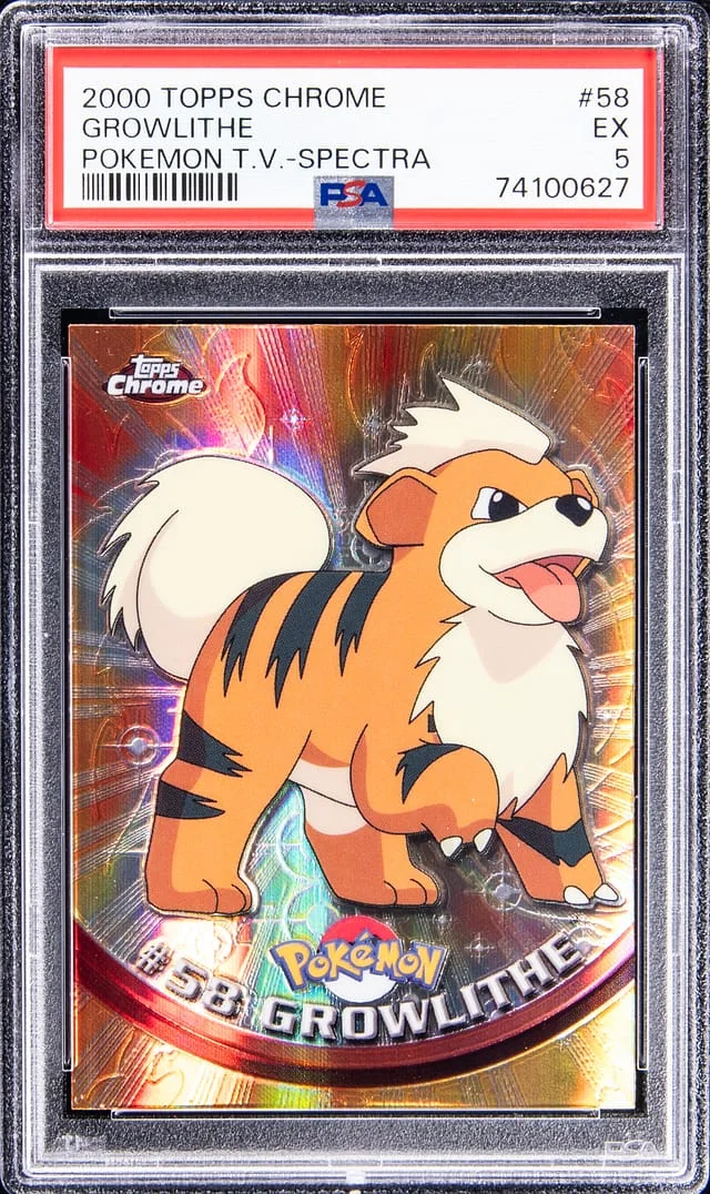 2000 Topps Chrome Growlithe Pokemon T.V. Spectra #58 card image