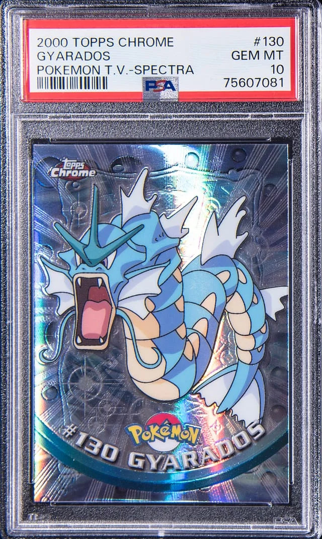 2000 Topps Chrome Gyarados Pokemon T.V. Spectra #130 card image