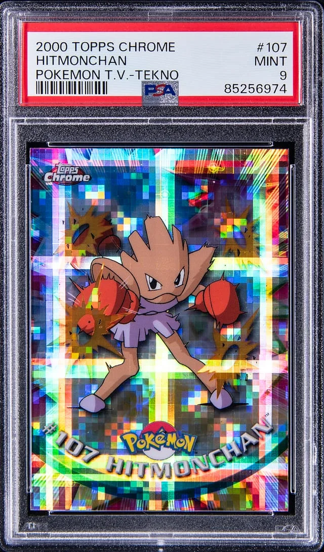 2000 Topps Chrome Hitmonchan Pokemon Series 2 Tekno #107 card image