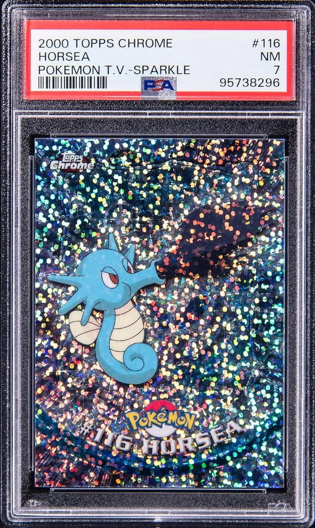 2000 Topps Chrome Horsea Pokemon T.V. Sparkle #116 card image