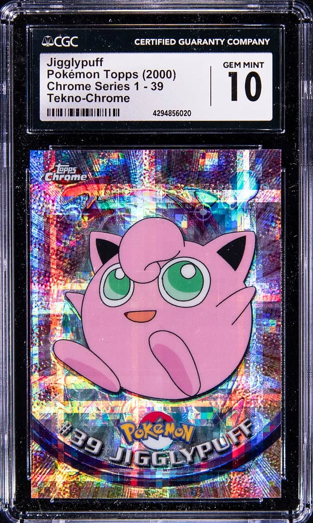 2000 Topps Chrome Jigglypuff Pokemon T.V. Series 1 Tekno #39 card image