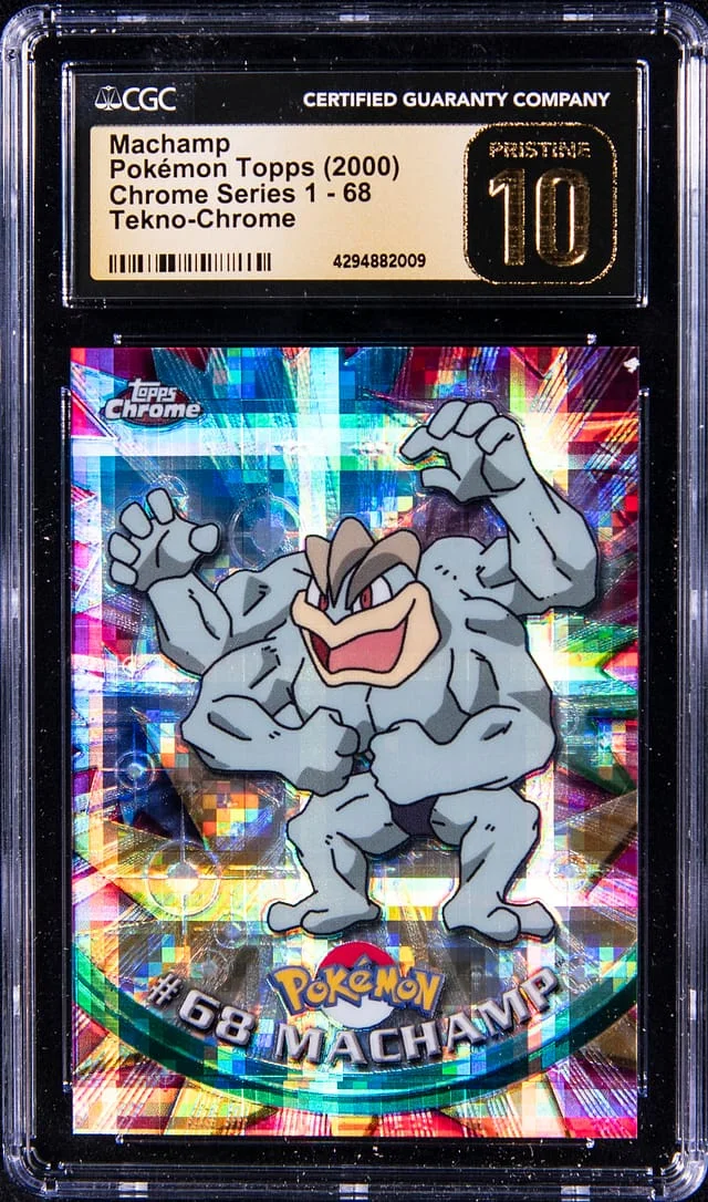 2000 Topps Chrome Machamp Pokemon Series 1 Tekno-Chrome #68 card image