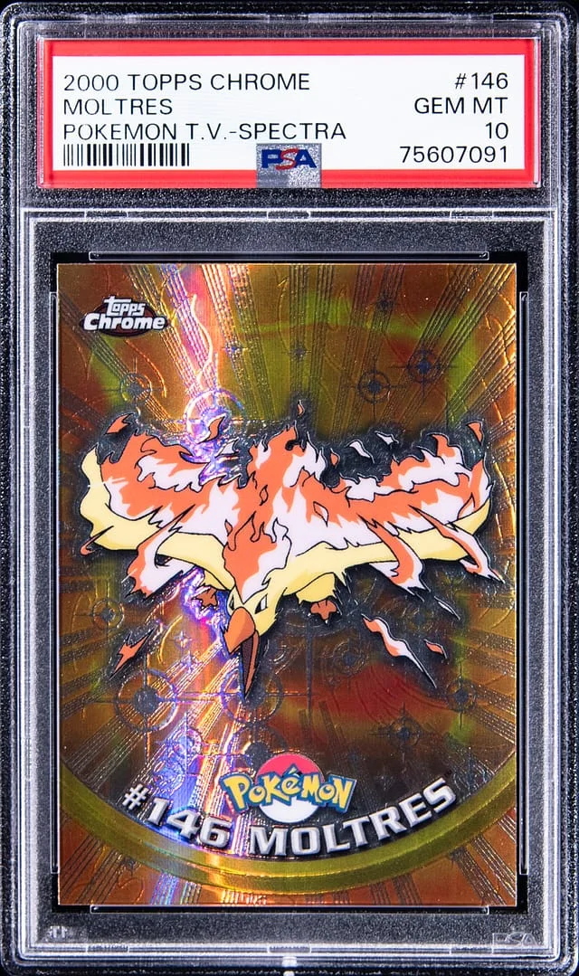 2000 Topps Chrome Moltres Pokemon T.V. Spectra #146 card image