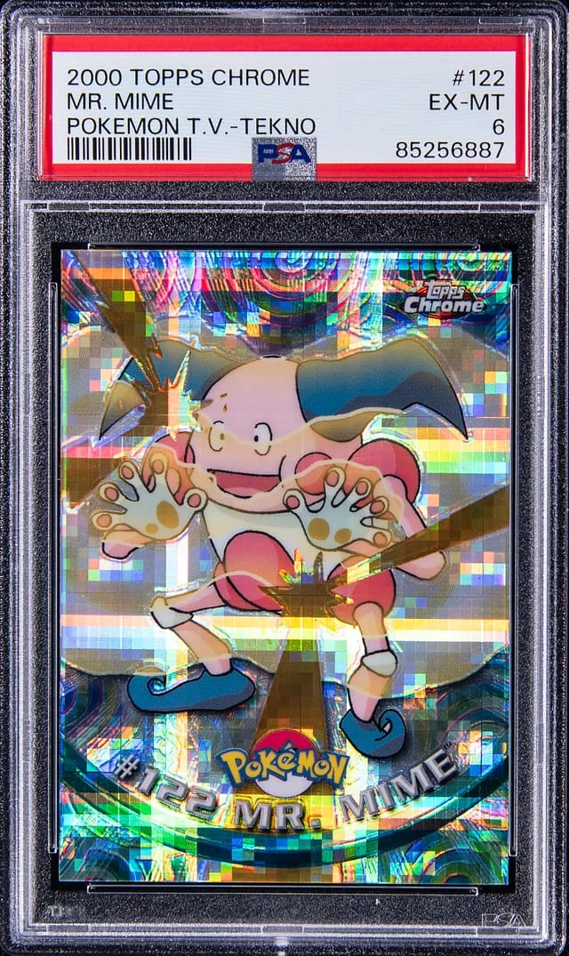 2000 Topps Chrome Mr. Mime Pokemon Series 2 Tekno #122 card image