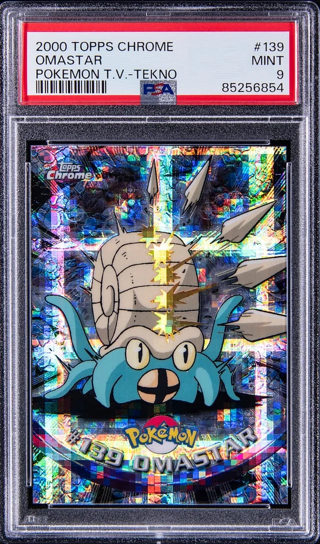 2000 Topps Chrome Omastar Pokemon Series 2 Tekno #139 card image