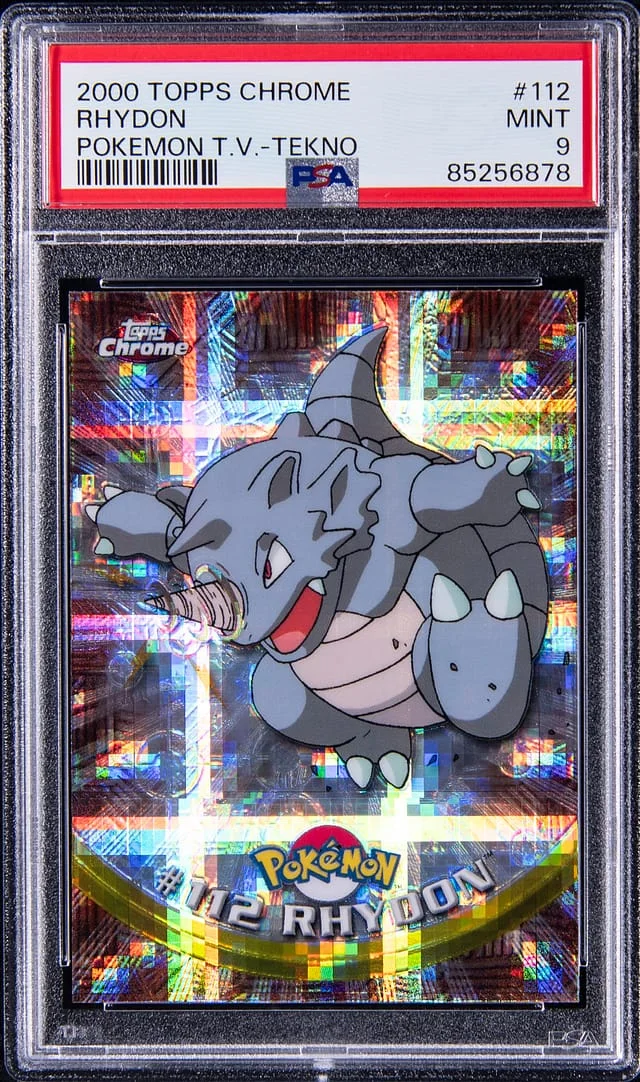 2000 Topps Chrome Rhydon Pokemon T.V. Series 1 Tekno #112 card image