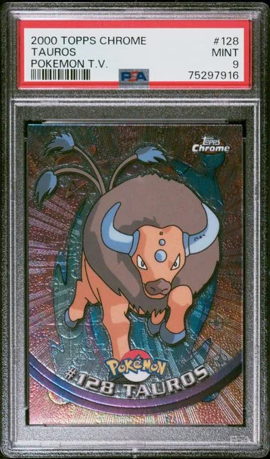 2000 Topps Chrome Tauros Pokemon T.V. #128 card image