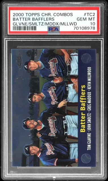 2000 Topps Chrome Tom Glavine/John Smoltz/Greg Maddux/Kevin Millwood Combos Batter Bafflers #TC2 card image
