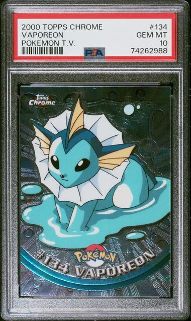 2000 Topps Chrome Vaporeon Pokemon T.V. #134 card image