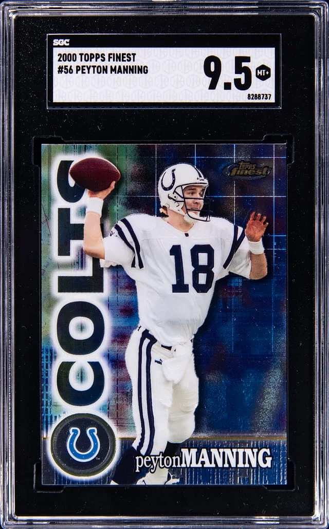 2000 Topps Finest Peyton Manning Gold Refractor #56 card image