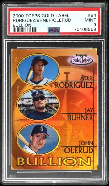 2000 Topps Gold Label Alex Rodriguez/Jay Buhner/John Olerud Bullion #B4 card image